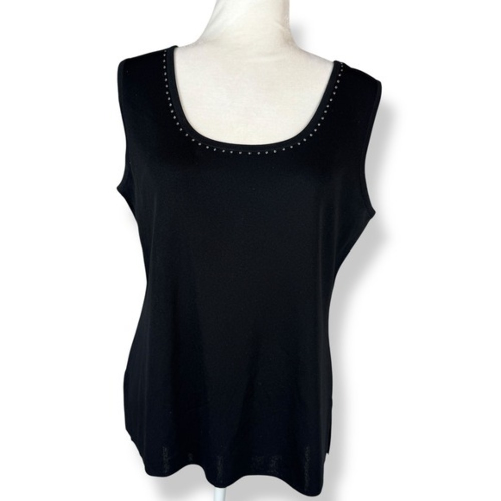 Exclusively Misook Tank Top Womens‎ Size Large Black Rhinestone Knit Capsule